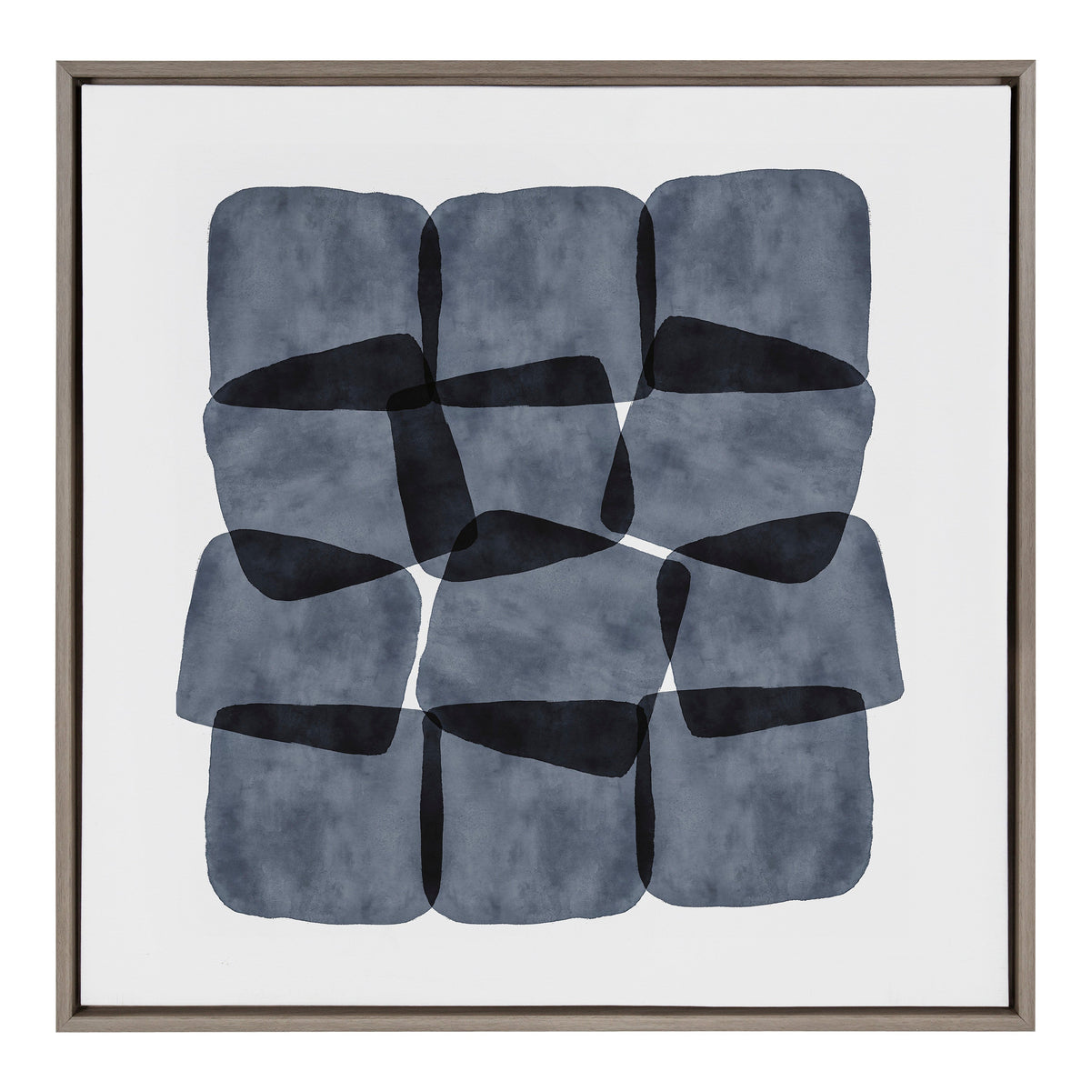 Sylvie Navy Block Abstract Framed Canvas by Amy Lighthall