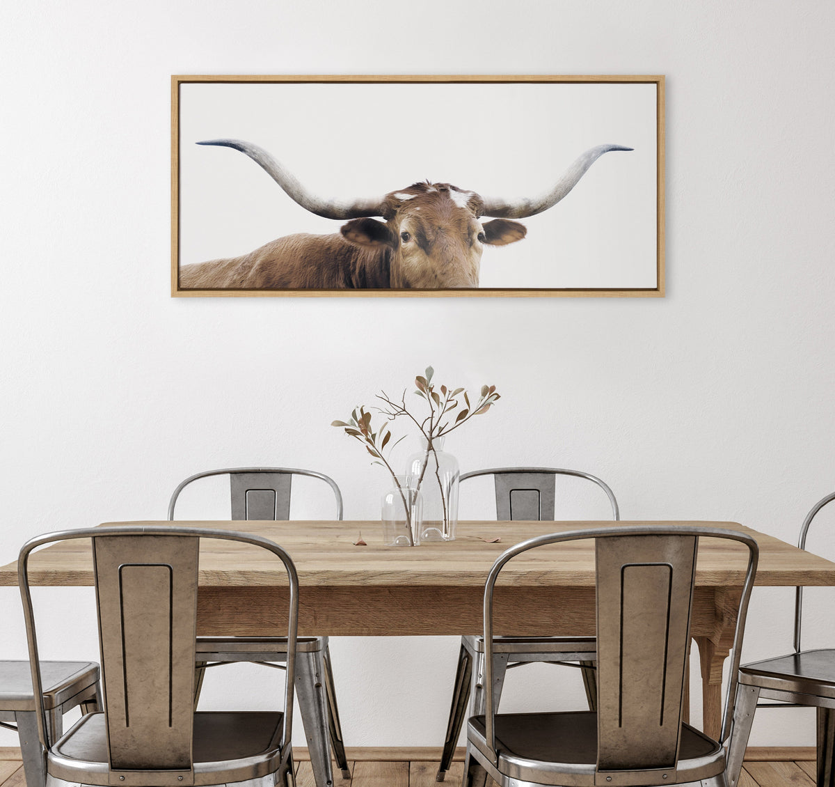 Sylvie Texas Longhorn Framed Canvas by The Creative Bunch Studio