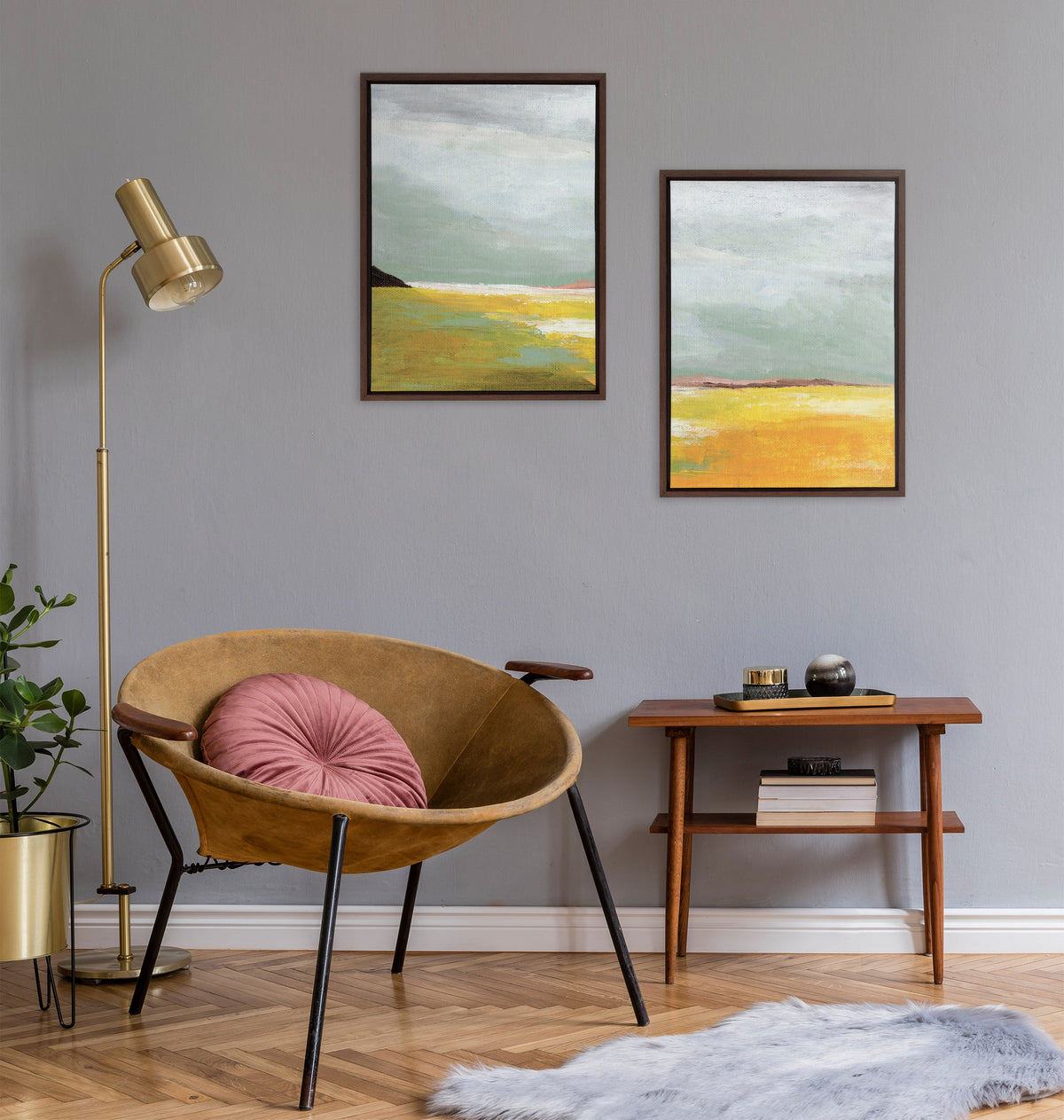 Sylvie Golden Root Lake I and II Framed Canvas Art Set by Nikita Jariwala