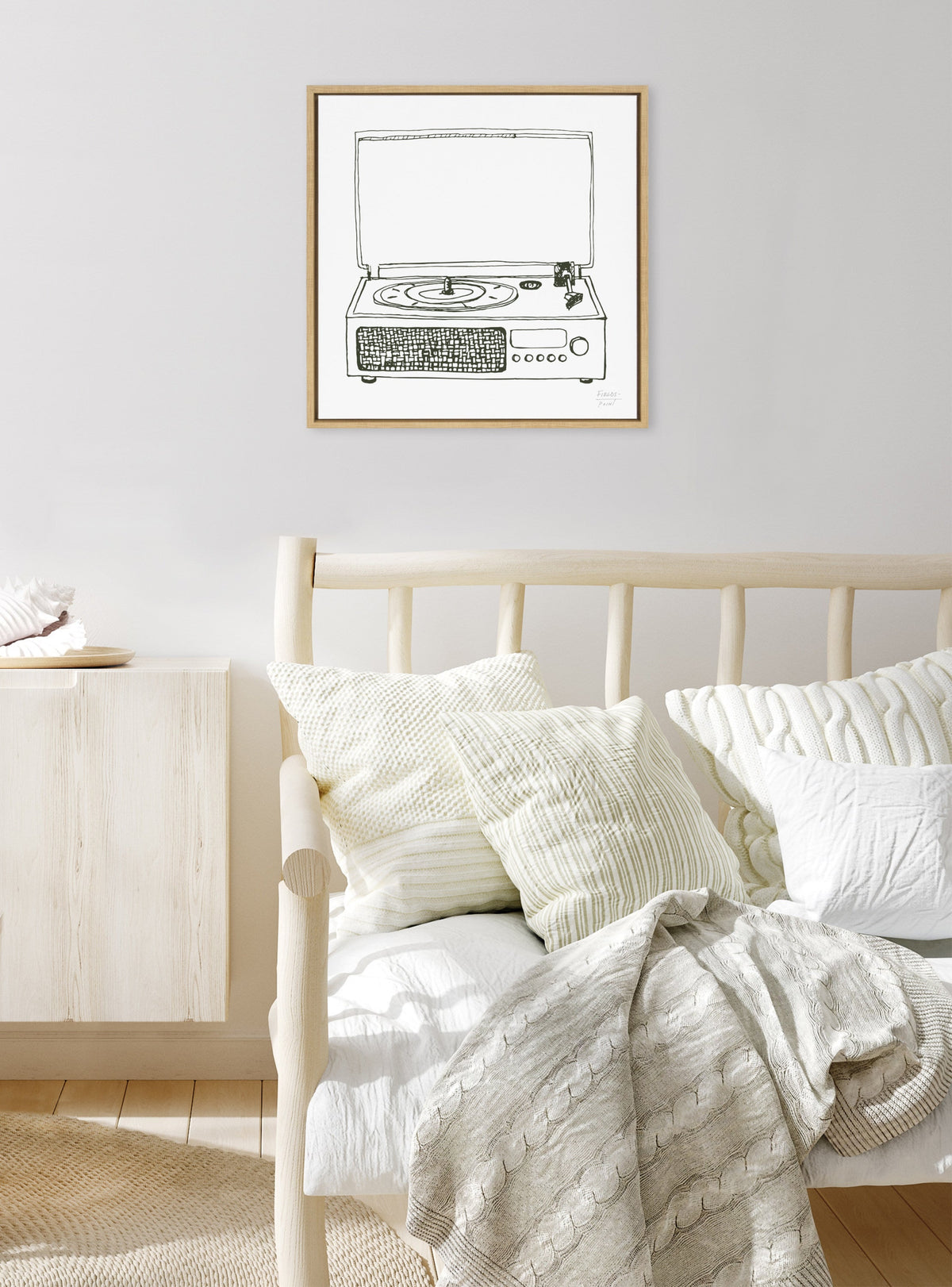 Sylvie Victrola Record Player Framed Canvas by Statement Goods