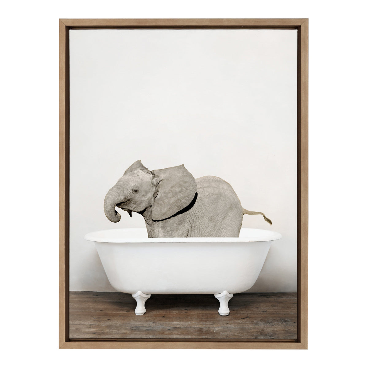 Sylvie Baby Elephant in the Tub Color Framed Canvas by Amy Peterson Art Studio