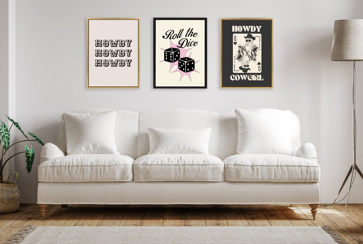 Sylvie Howdy Cowgirl Queen Framed Canvas by Honey Island Studio