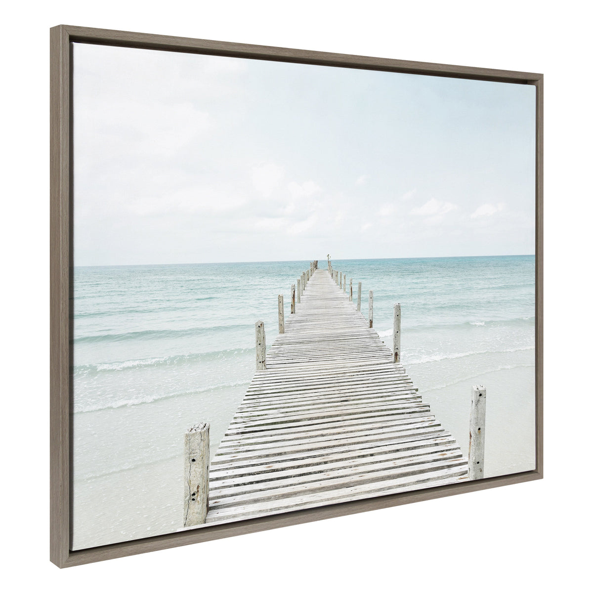 Sylvie Wooden Pier on Beach Framed Canvas by Amy Peterson Art Studio